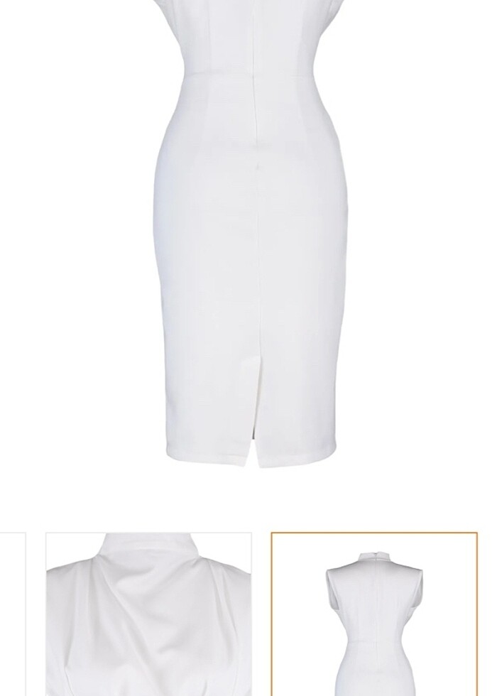 Dik yaka midi elbise - Görsel 3