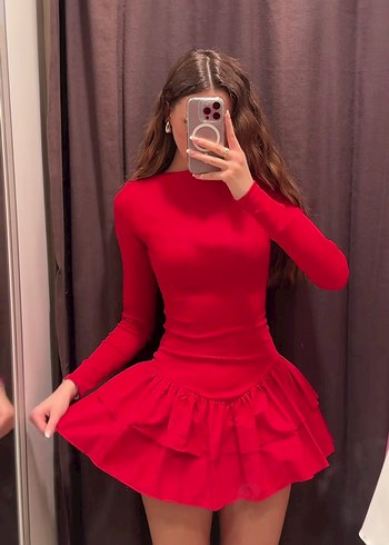 ZARA VOLANLI KISA ELBISE