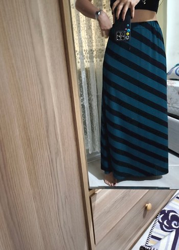m Beden Batik Çizgili Uzun Etek