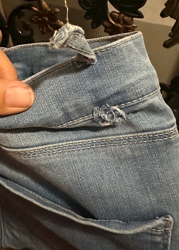 26 Beden gri Renk Taşlı mavi dar kesim Midi Boy Kadın Kot Pantolon