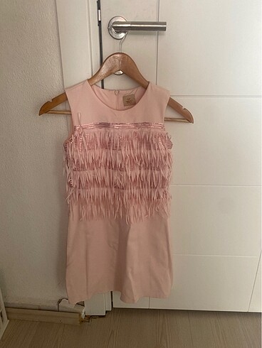 Pul payetli pembe elbise