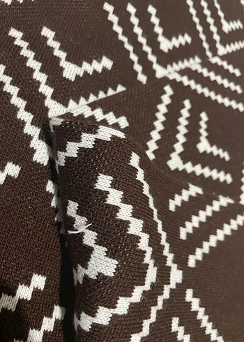 Kahverengi Desenli Kadın Triko Kazak - Görsel 3