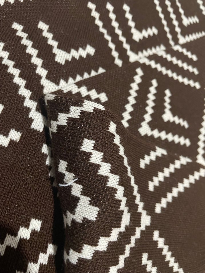 Kahverengi Desenli Kadın Triko Kazak - Görsel 3