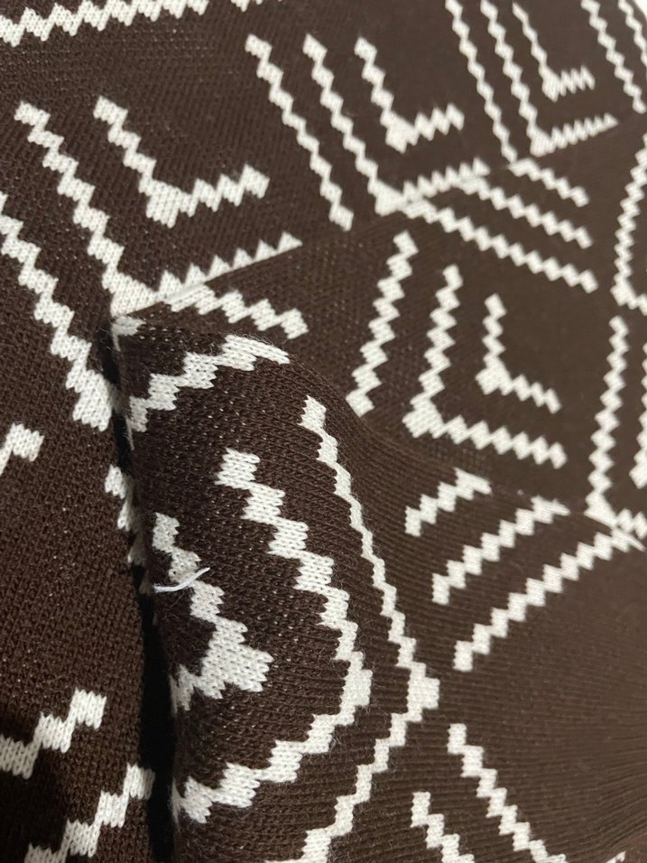 Kahverengi Desenli Kadın Triko Kazak - Görsel 2