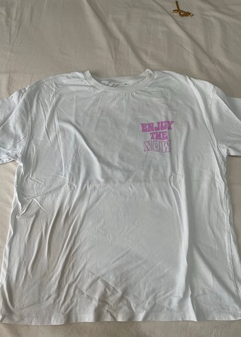 Baskılı Beyaz kadın Tişörtü, Kısa Kollu, Pamuk - Görsel 2