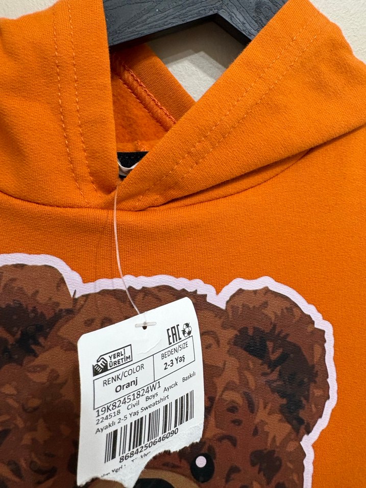 Kahverengi Erkek Çocuk Sweatshirt Kapüşonlu - Görsel 2