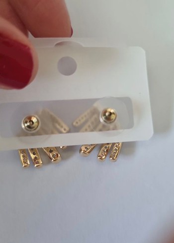 Altın Renkli Mini Zebra Desenli Küpe - Görsel 3