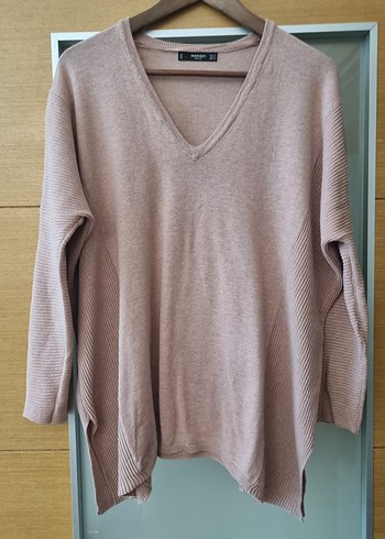 Bej V Yakalı Kadın Triko Kazak - Görsel 2