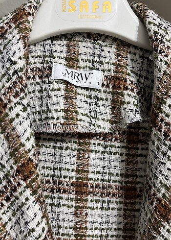 Düğmeli Kahverengi Ekose Kadın Blazer Ceket - Görsel 3