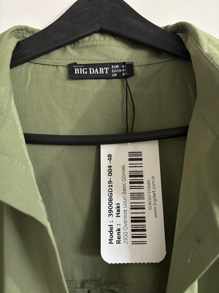 Kadın Haki Uzun Kollu Düğmeli Keten Gömlek - Görsel 3