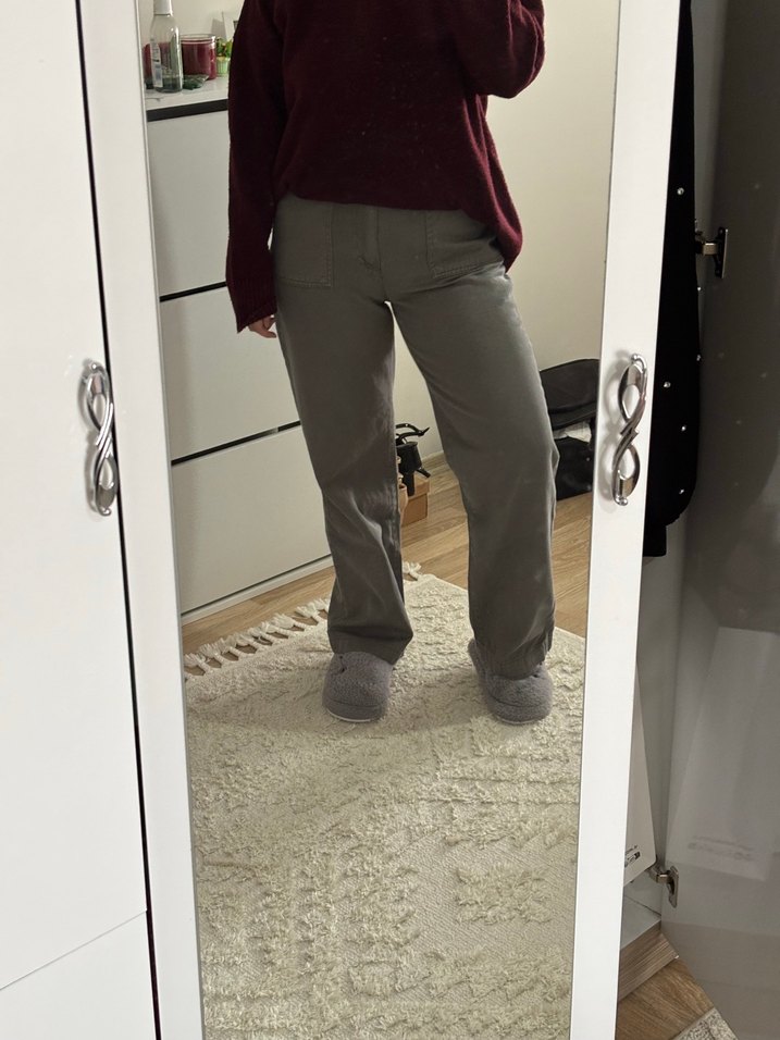 Gri Bol Kesim Pantolon - Görsel 4