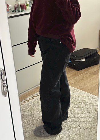 Siyah Yüksel Bel Wide Leg Jeans - Görsel 2