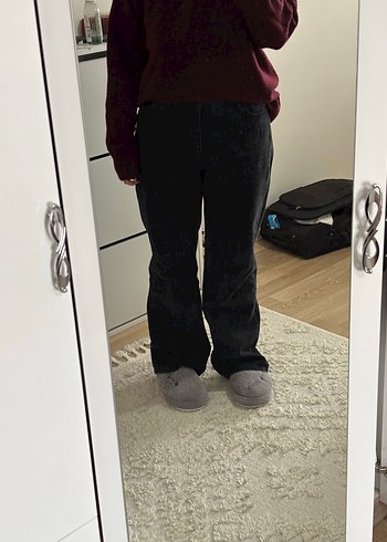 Siyah Yüksel Bel Wide Leg Jeans - Görsel 3