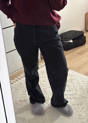 Siyah Yüksel Bel Wide Leg Jeans - Görsel 4