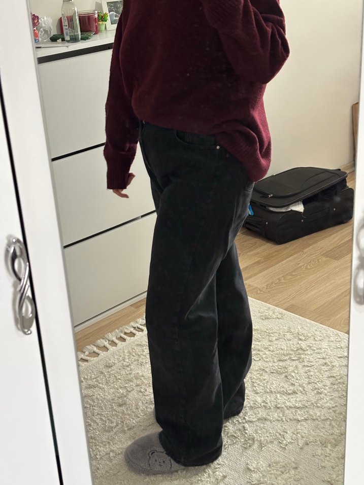 Siyah Yüksel Bel Wide Leg Jeans - Görsel 2