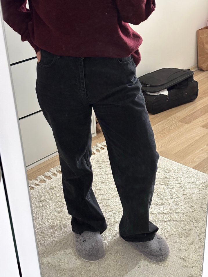 Siyah Yüksel Bel Wide Leg Jeans - Görsel 4