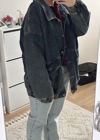 Kadın Oversize Kot Ceket - Görsel 4