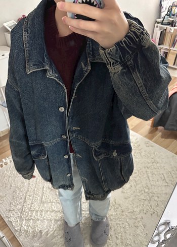 Kadın Oversize Kot Ceket - Görsel 5