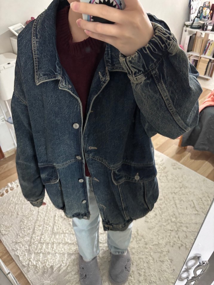 Kadın Oversize Kot Ceket - Görsel 5