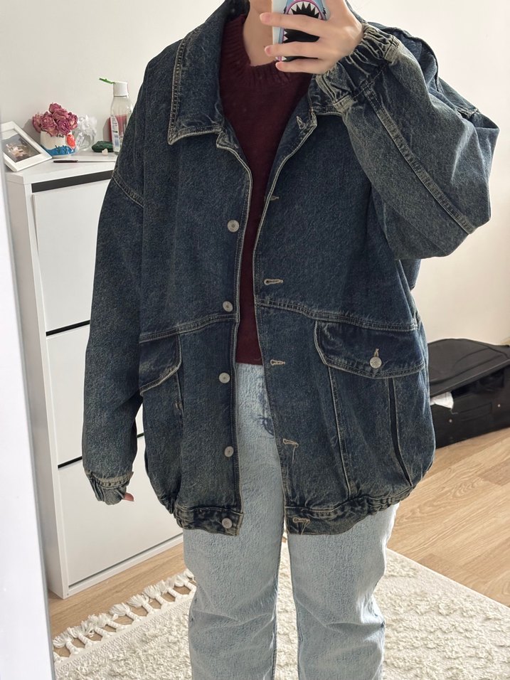 Kadın Oversize Kot Ceket - Görsel 3