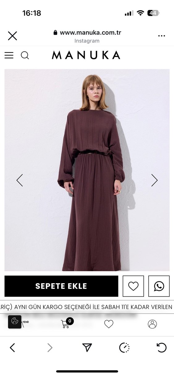 MANUKA Mürdüm Renkli Uzun Müslin Elbise - Görsel 2