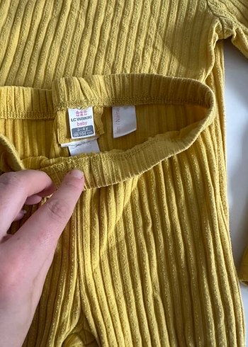 LC Waikiki Sarı Piliseli Uzun Kollu Bebek Kız Takımı