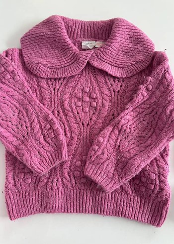 Zara Pembe Örgü Bohem Kadın Kazak