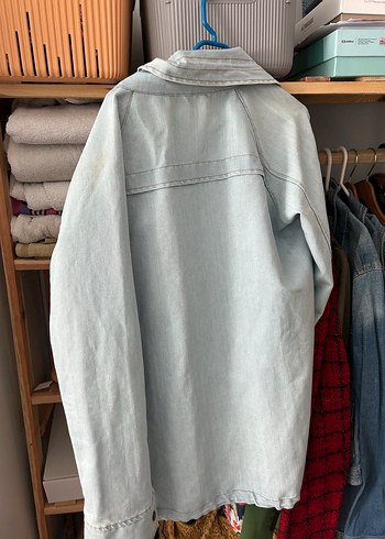 l Beden gri Renk Gri Düğmeli Kadın Denim Ceket