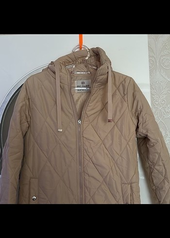 Bej Kapitone Kadın Midi Mont - Görsel 4