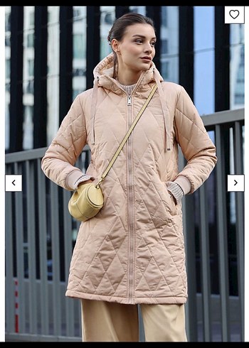 Bej Kapitone Kadın Midi Mont - Görsel 2