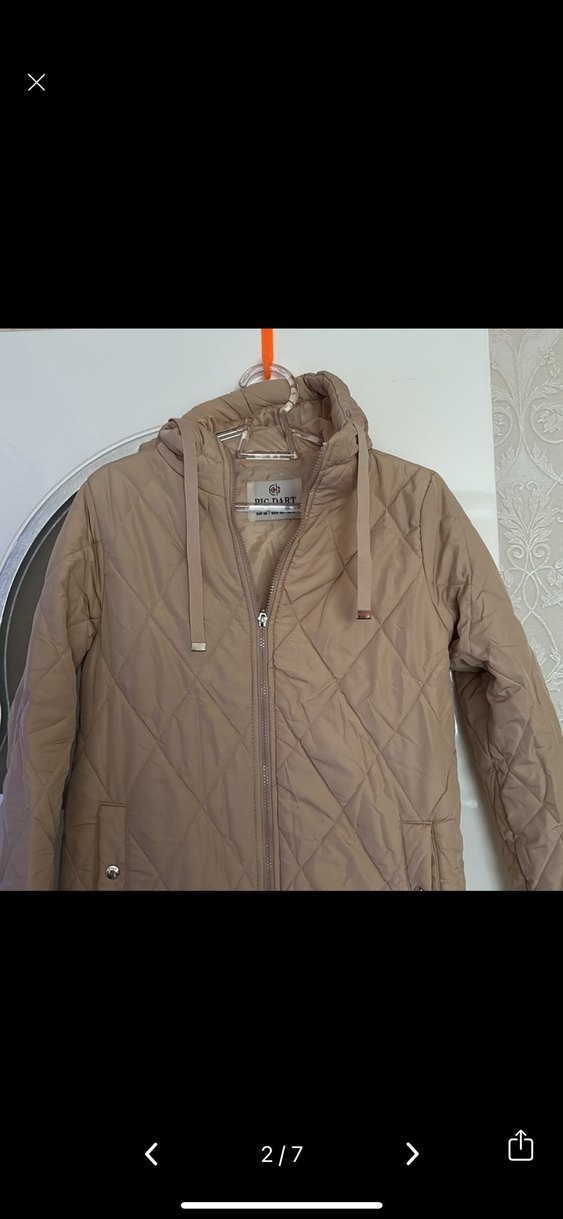 Bej Kapitone Kadın Midi Mont - Görsel 4