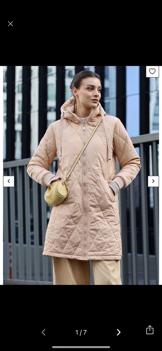 Bej Kapitone Kadın Midi Mont - Görsel 2