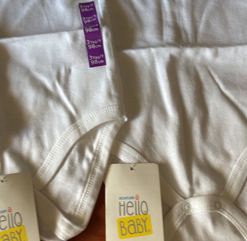 3 adet  Beyaz çocuk badi - Görsel 2