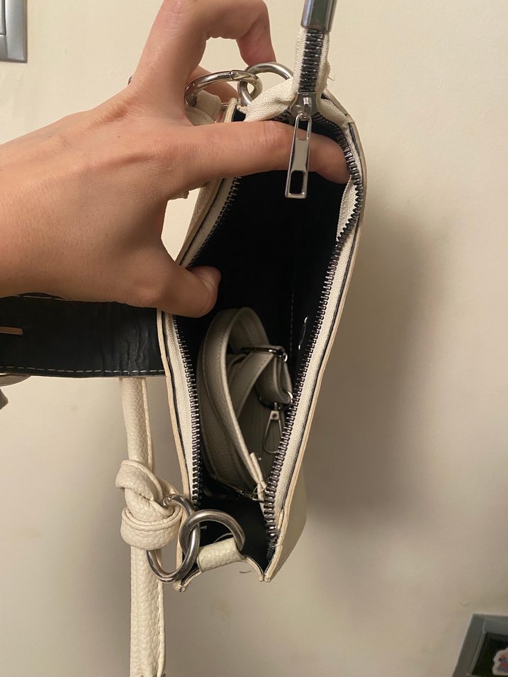 Bej Deri Tokalı Modern Klasik  Çanta - Görsel 5