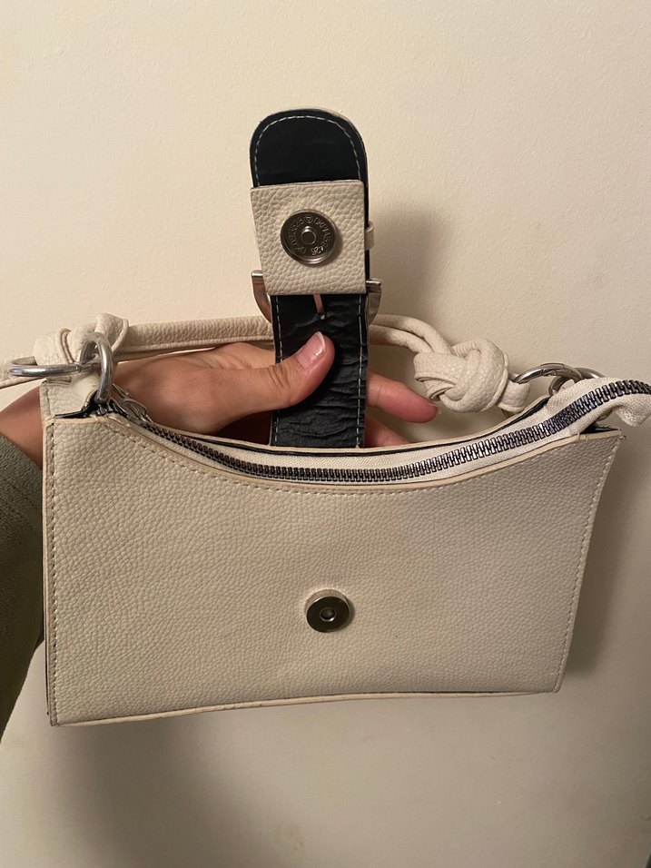 Bej Deri Tokalı Modern Klasik  Çanta - Görsel 4