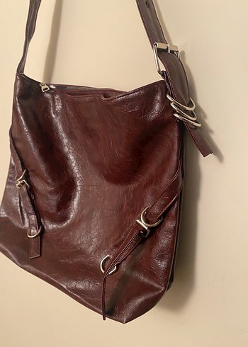 Bordo Tokalı Kadın Çanta - Görsel 2