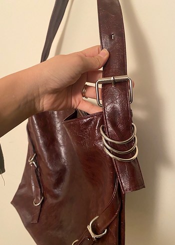 Bordo Tokalı Kadın Çanta - Görsel 5