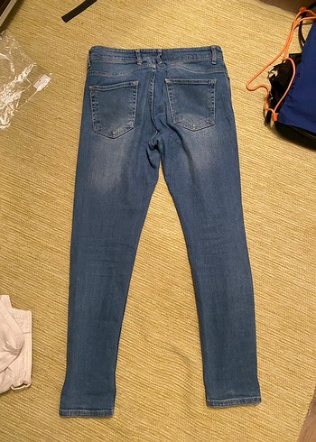 Düğmeli Mavi erkek Kot Pantolon - Görsel 5