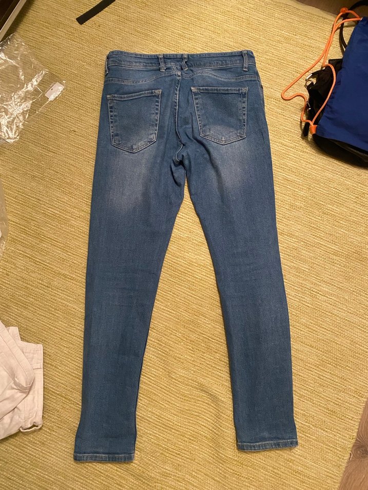 Düğmeli Mavi erkek Kot Pantolon - Görsel 5