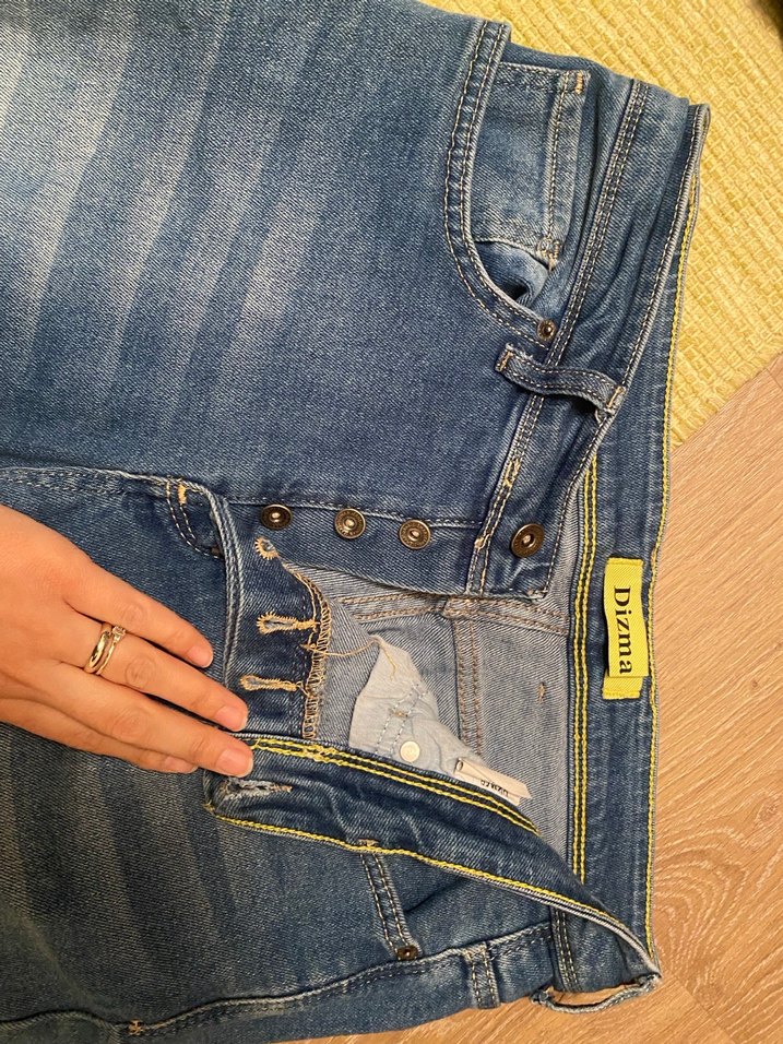 Düğmeli Mavi erkek Kot Pantolon - Görsel 2