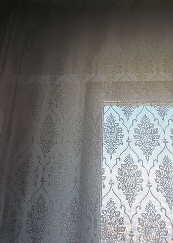 Beyaz Soyut Desenli Tül Perde - Görsel 2