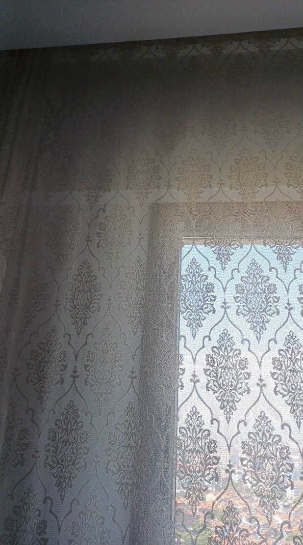 Beyaz Soyut Desenli Tül Perde - Görsel 2