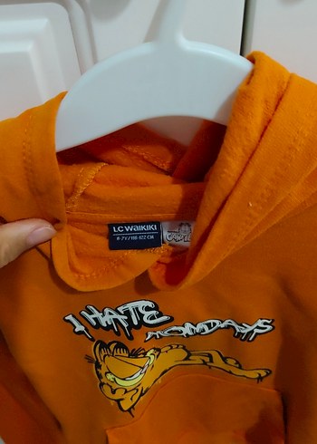 Turuncu Kapüşonlu Baskıli Sweatshirt - Görsel 3