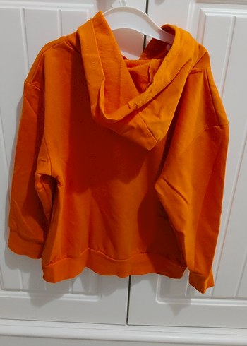 Turuncu Kapüşonlu Baskıli Sweatshirt - Görsel 4