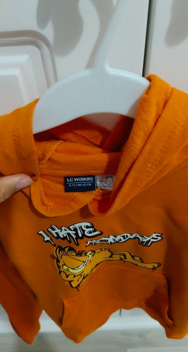 Turuncu Kapüşonlu Baskıli Sweatshirt - Görsel 3