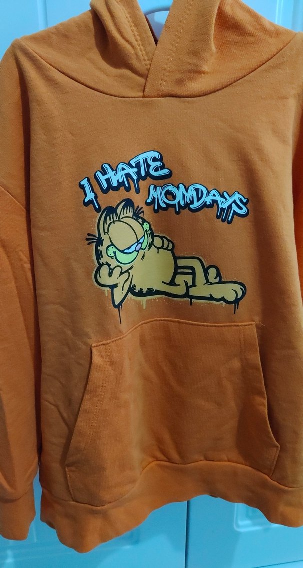 Turuncu Kapüşonlu Baskıli Sweatshirt - Görsel 2