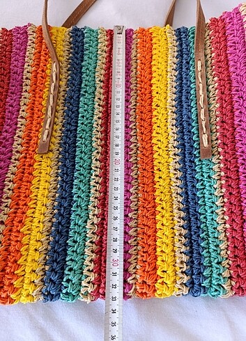  Beden çeşitli Renk 33×44 hasır örgü çanta 