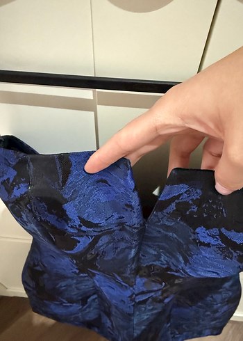 Straplez Drapeli Midi Lacivert Elbise - Görsel 2