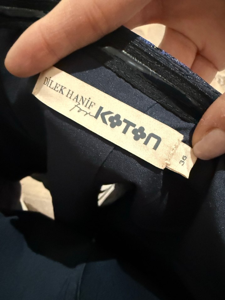 Straplez Drapeli Midi Lacivert Elbise - Görsel 4