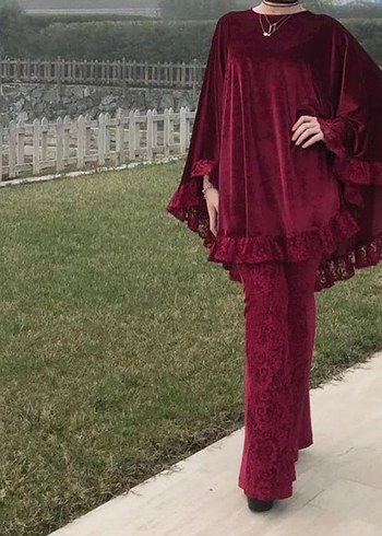 Armine Bordo Uzun Kollu Dökümlü takım